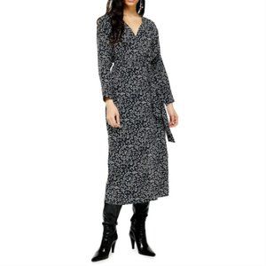 Topshop Floral Print Long Sleeve Midi Dress Sz 6